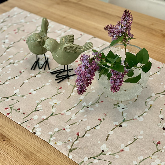 Nappe et châle NOA Twigs petit rose