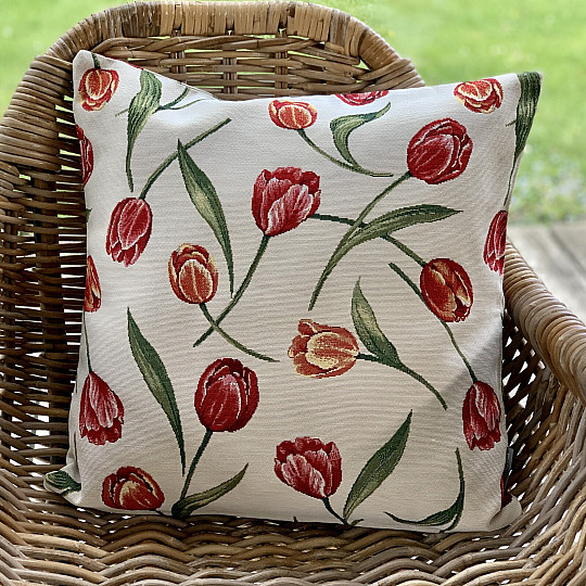 Housse de coussin tapisserie TULIPES III grand motif
