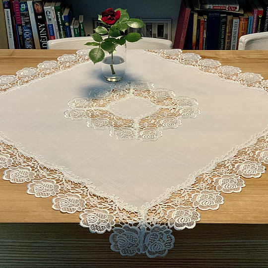 Nappe DENTELLE ROSE BLANCHE