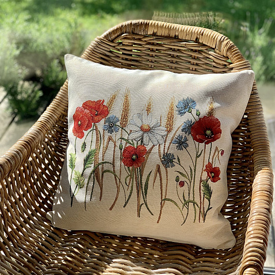 Housse de coussin tapisserie FLEURS DES CHAMPS