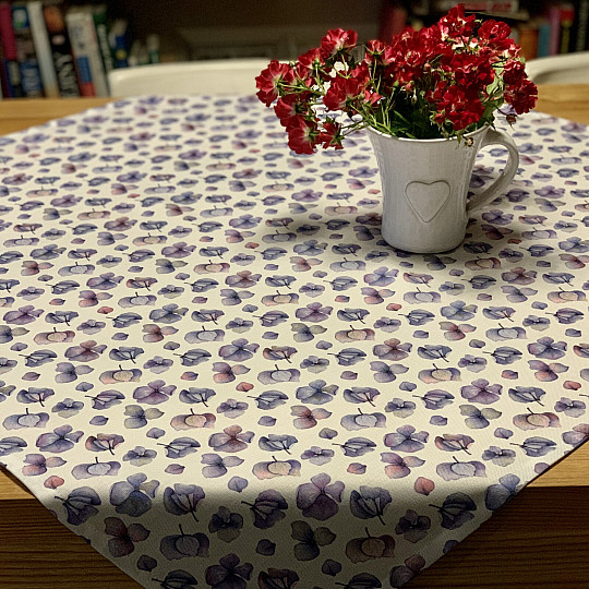 Nappe et châle FLEURS BLEU VIOLET MONTANA