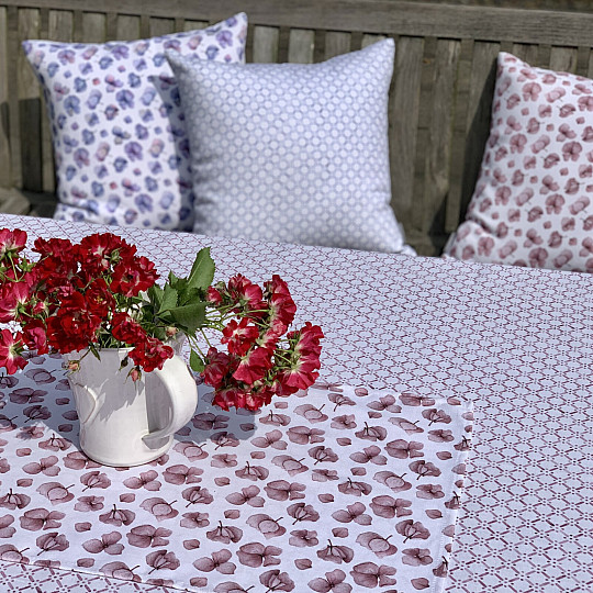 Nappe et châle MONTANA FLEUR VIEILLE ROSE