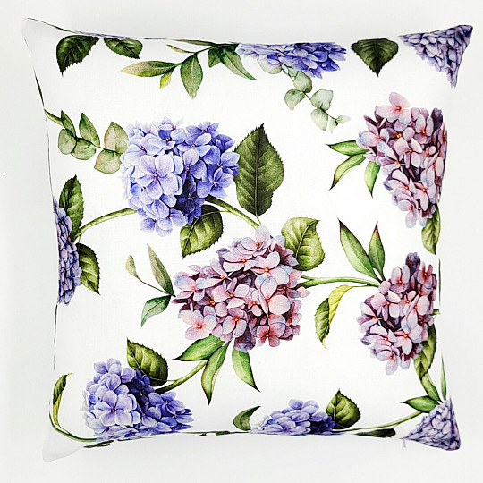 Housse de coussin déco HYDRANGEA BLEU