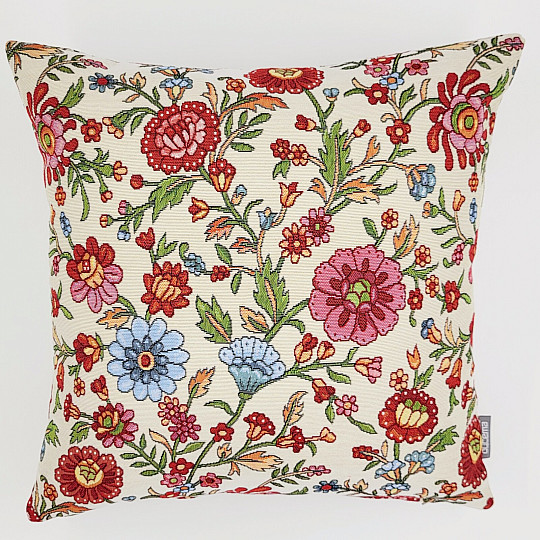 Housse de coussin tapisserie FLEURS PEINTES