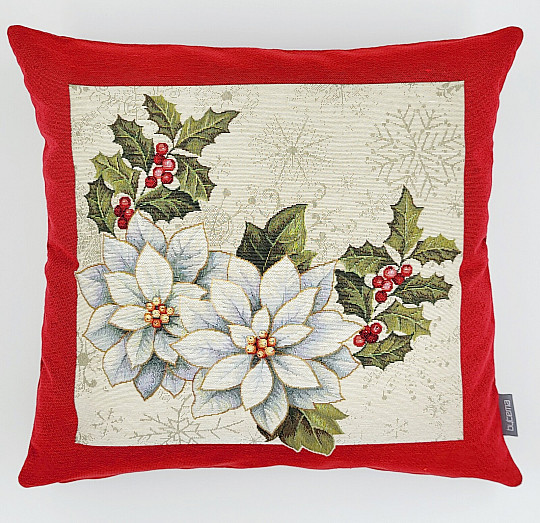 Housse tapisserie de Noël ÉTOILE DE NOËL cadre rouge