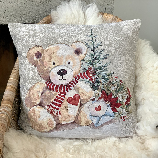 Housse de tapisserie de Noël OURS EN PELUCHE AVEC LETTRE