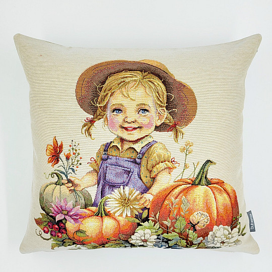 Taie d'oreiller tapisserie FILLE AUX CITROUILLES