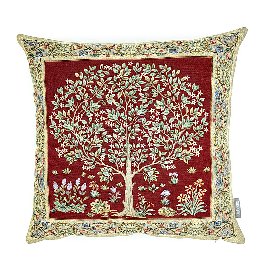 Housse de coussin Gobelin ARBRE DE CHANCE rouge