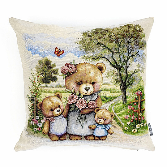 Taie d'oreiller tapisserie FAMILLE OURS