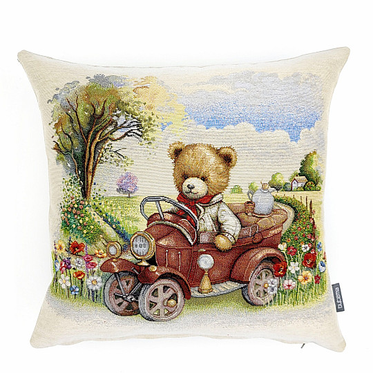 Taie d'oreiller tapisserie TEDDY DANS LA VOITURE