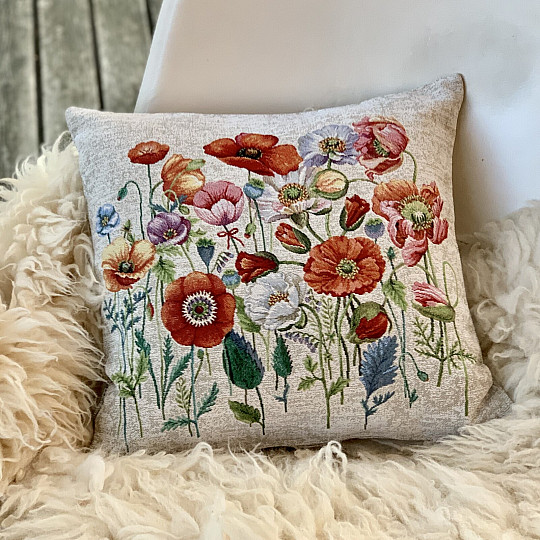 Housse de coussin tapisserie POPPY ROMANCE