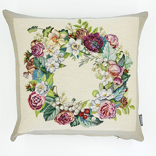 Housse de coussin tapisserie WREATH FOR JOY