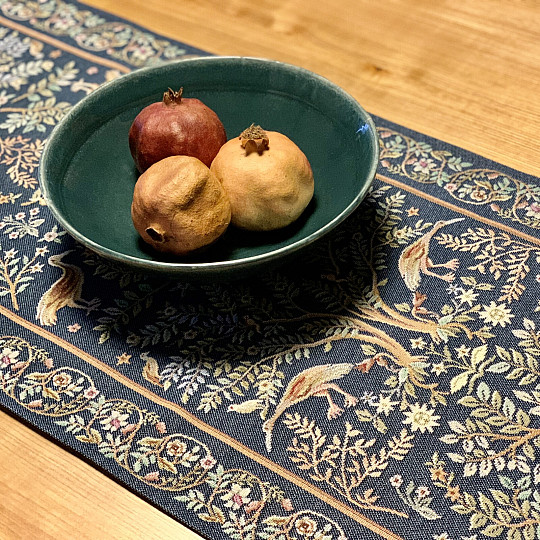 Nappe et foulard tapisserie WILLIAM MORRIS bleu