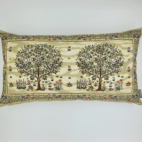 Coussin tapisserie ARBRE DU BONHEUR beige