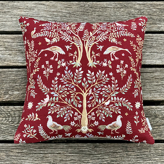 Housse de coussin tapisserie WILLIAM MORRIS bordeaux - all over