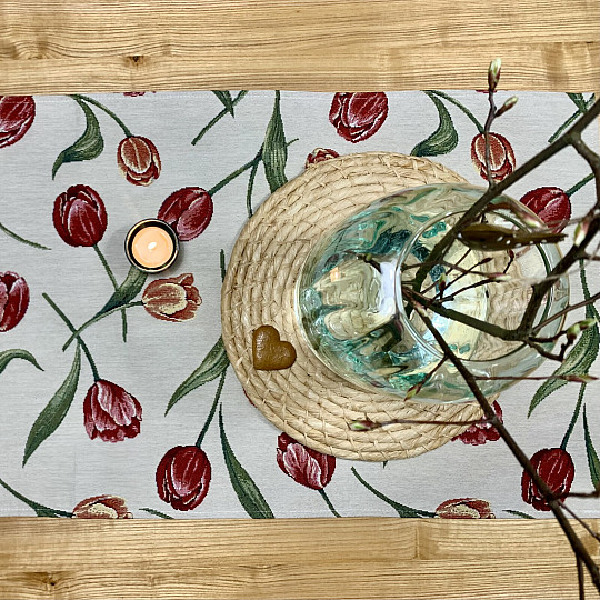 Nappe et foulard en tapisserie TULIPS III grand modèle