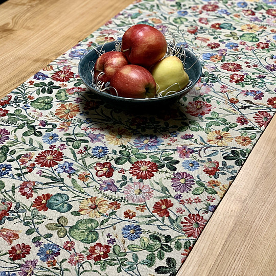 Nappe et foulard en tapisserie ÉCARLATE - PRAIRIE D'ÉTÉ