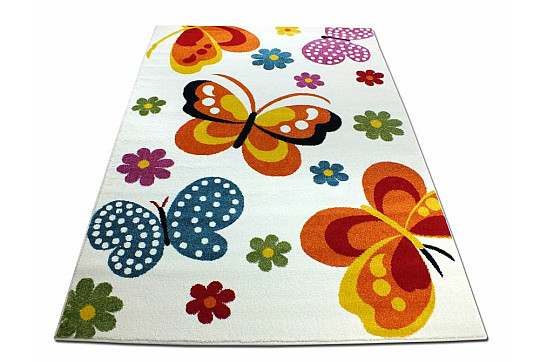 Tapis enfant MONDO NEW Papillons blanc