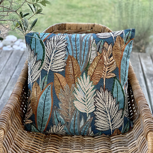 Taie d'oreiller tapisserie SAFIA BLEU