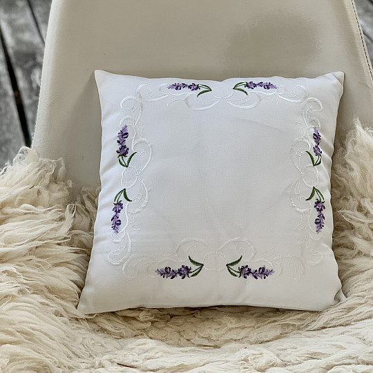 Housse décorative brodée LAVANDE