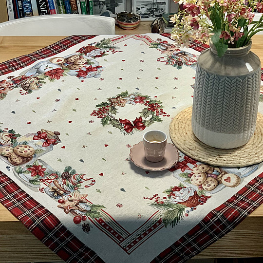 Nappe et écharpe en tapisserie BONBONS DE NOËL