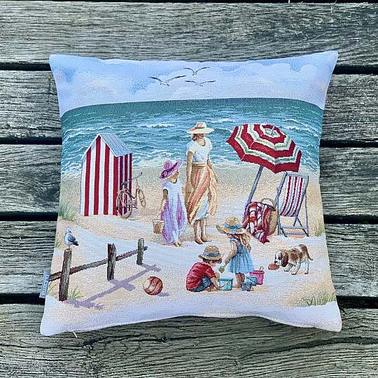 Taie d'oreiller en tapisserie ENFANTS SUR LA PLAGE