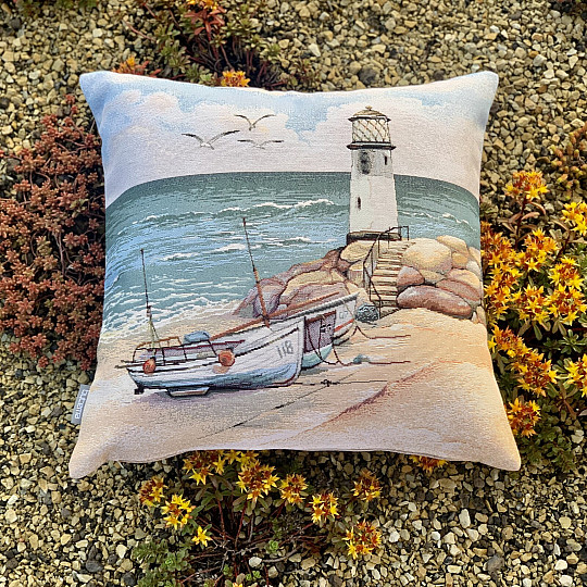 Taie d'oreiller tapisserie PHARE À MARÉE BASSE
