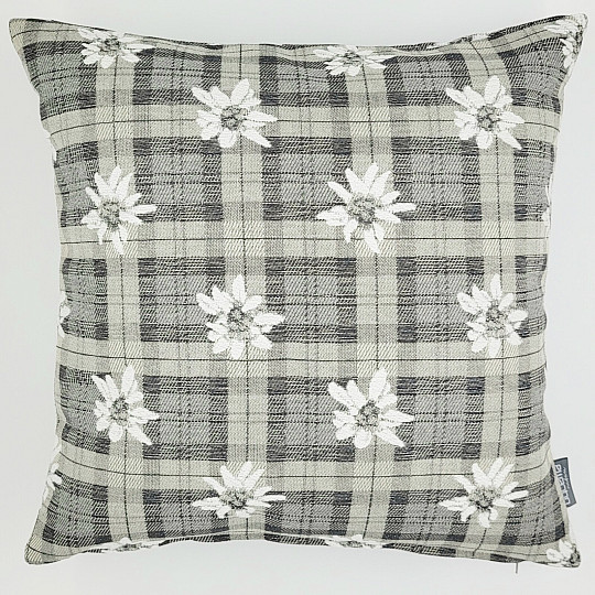 Taie d'oreiller décorative FLEURS ET DIAMANTS gris