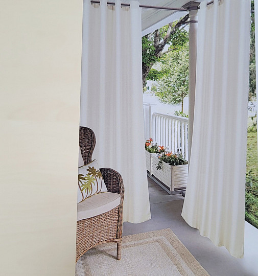Rideau d'extérieur décoratif GAIA BEIGE anneaux