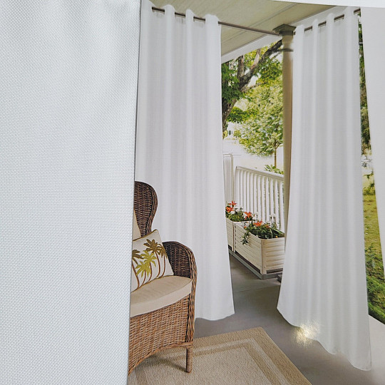Rideau décoratif d'extérieur GAIA BLANC anneaux