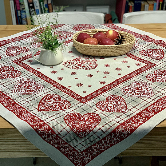 Nappe et foulard en tapisserie COEUR EN KARA