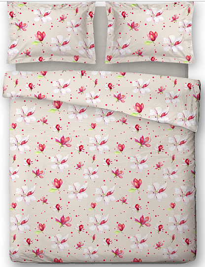 Parure de lit en satin de coton MAGNOLIE