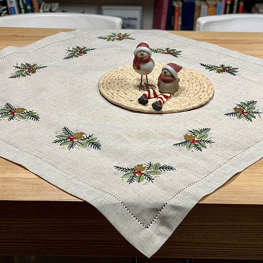 Nappe brodée Brindilles COLORÉES