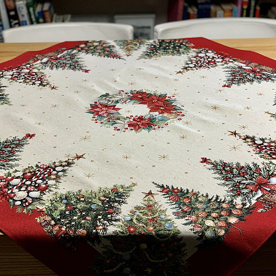 Nappe et écharpe en tapisserie SAPINS DE NOËL