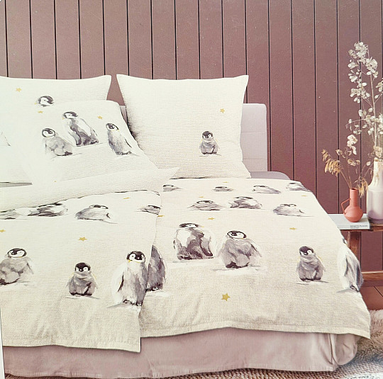 Parure de lit en flanelle de luxe IRISETTE PANDA 8645-80 PINGOUINS