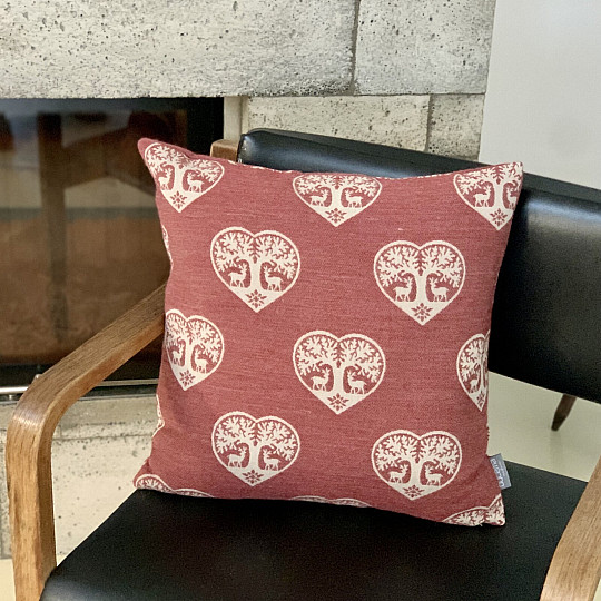 Housse décorative de luxe CŒUR AVEC CERF rouge A