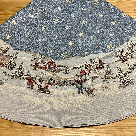 Nappe ronde en tapisserie de Noël « Joie de Noël »