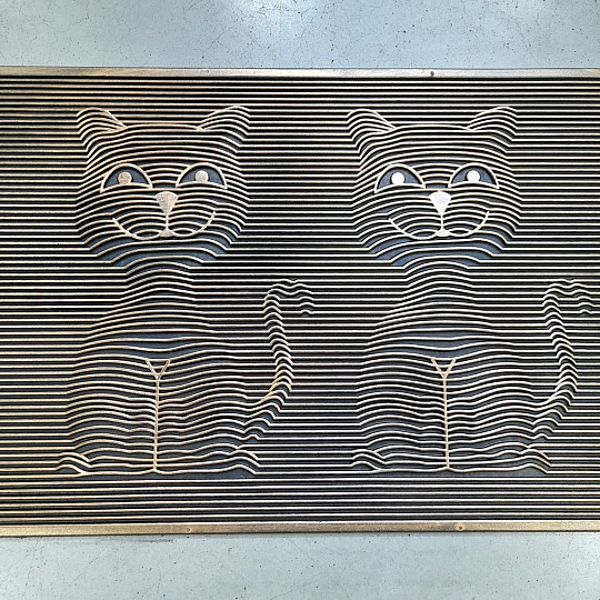 Tapis de porte en caoutchouc DEUX CHATS 3D