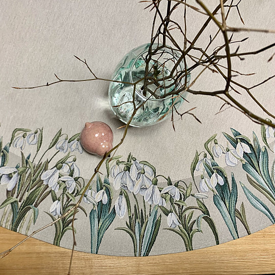 Nappe ronde en tapisserie à motifs de flocons de neige