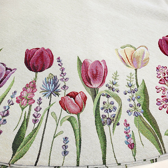 Nappe ronde en tapisserie TULIPES PRINTEMPS III