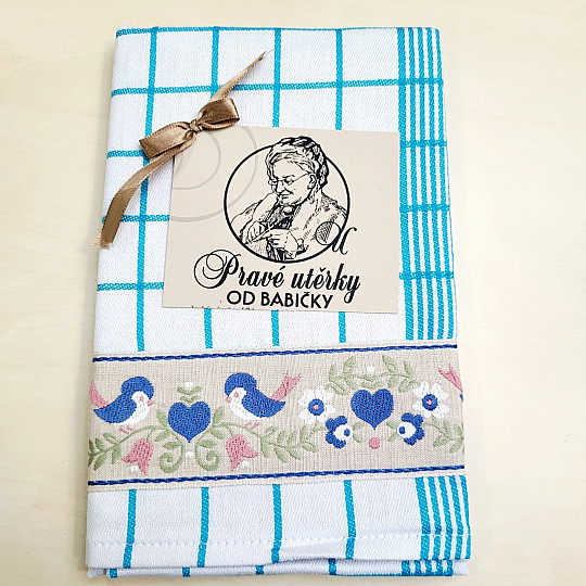 Serviettes de GRAND-MÈRE TURQUOISE À OISEAUX