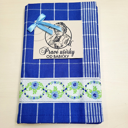 SERVIETTE BLEUE À FLEURS DE GRAND-MÈRE