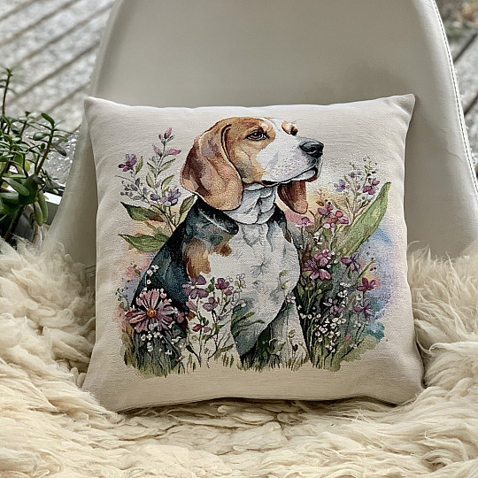 Taie d'oreiller en tapisserie Beagle dans le pré