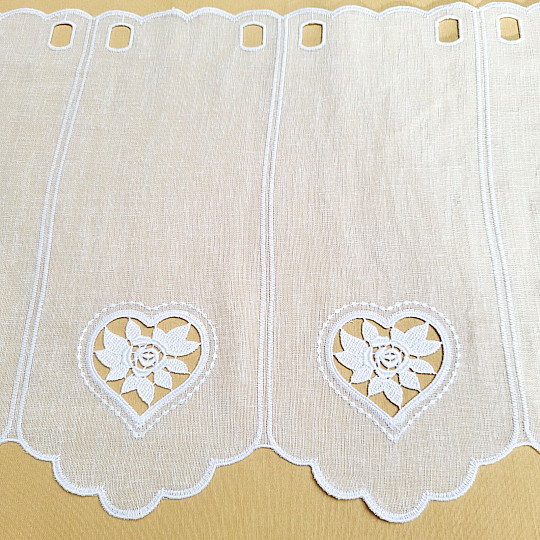 Rideau en vitrail CŒUR BLANC