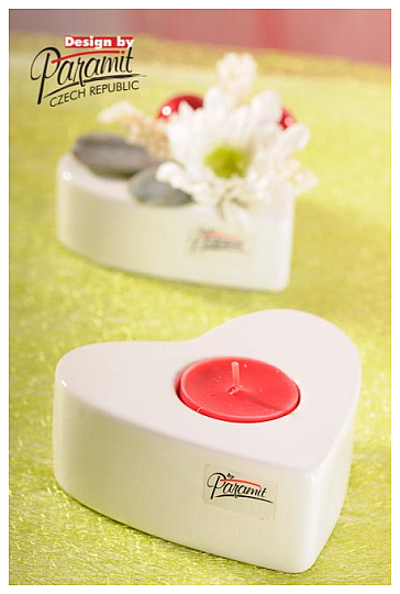 PORTE-BOUGIES EN FORME DE CŒUR BLANC