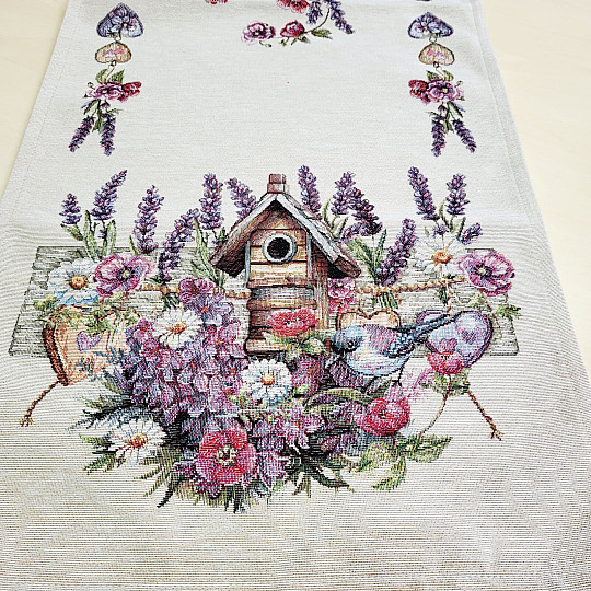 Nappe et foulard en tapisserie BIRDHOUSE