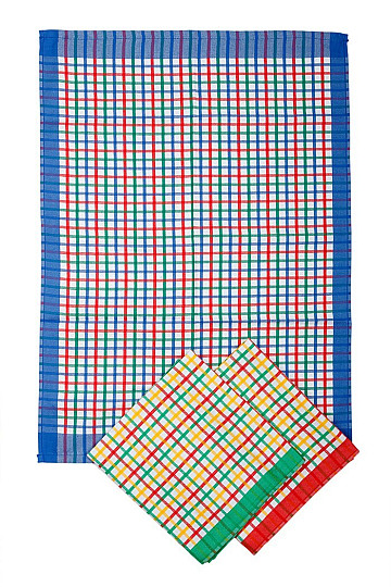 Serviettes en coton à carreaux gris clair