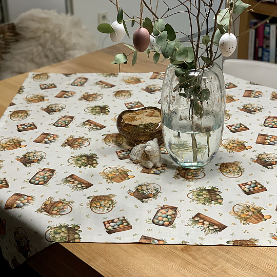 Nappe et foulard de Pâques ŒUFS COLORÉS