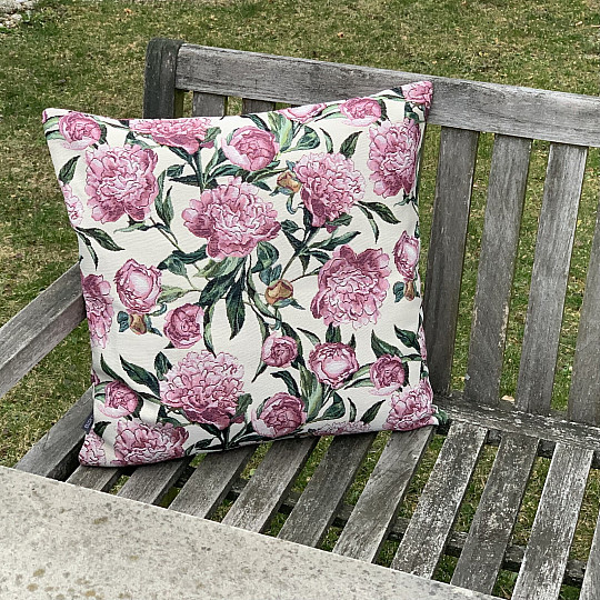 Taie doreiller en tapisserie pivoines