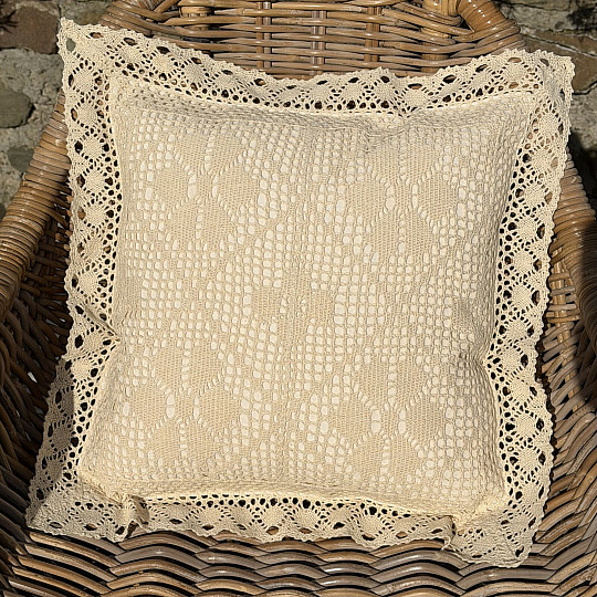 Taie d'oreiller décorative LACE FLOWS beige
